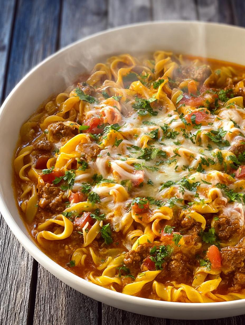 Delicious Mexican Taco Pasta served in a bowl with cheese and herbs