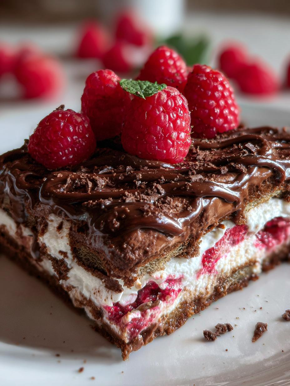 Raspberry Chocolate Lasagna: 1 Heavenly Dessert - Raspberry Chocolate Lasagna - additional detail
