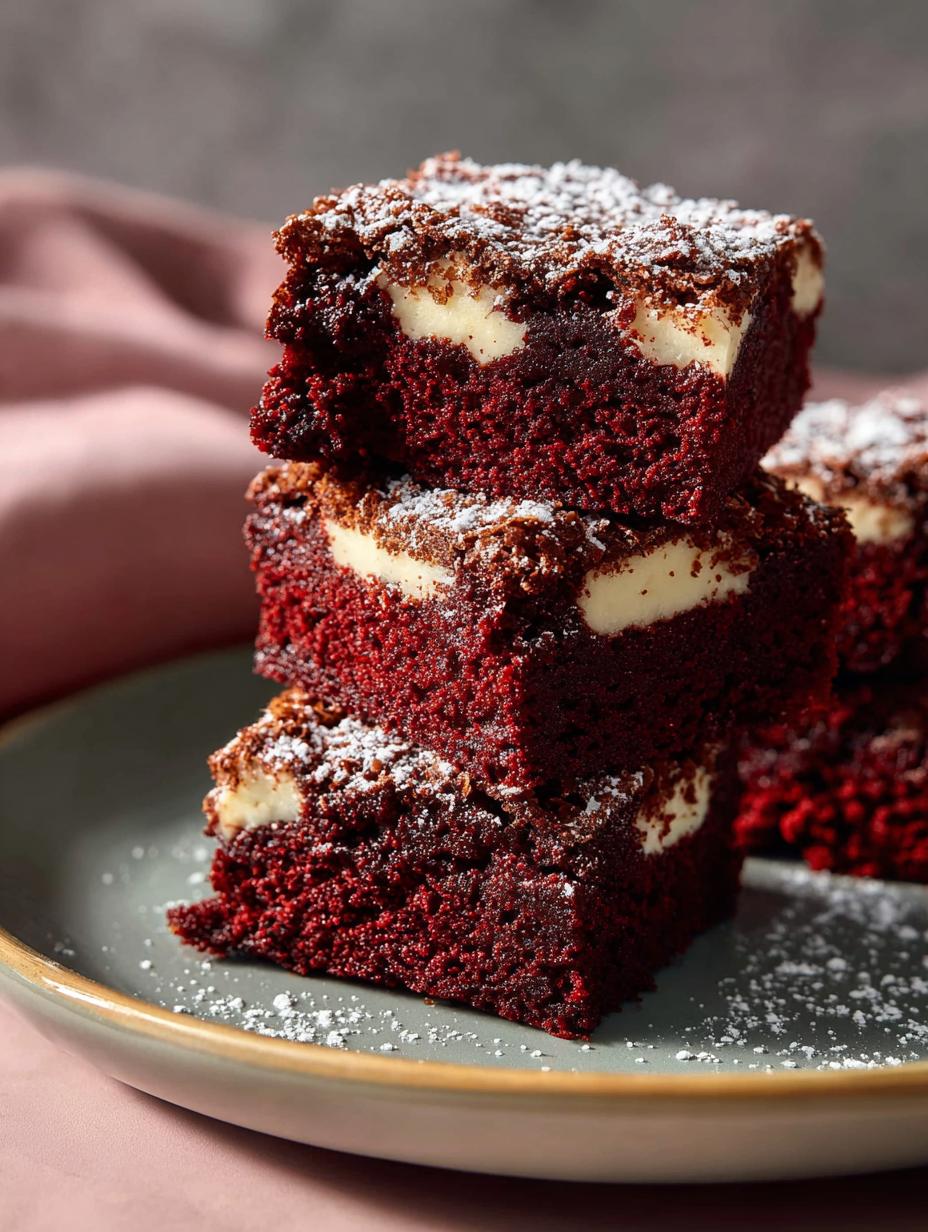 Red Velvet Brownies with White Chocolate Chips Delight - Red Velvet Brownies with - additional detail