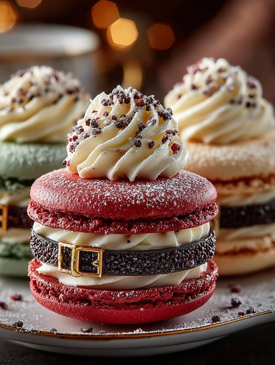 Delightful Santa Belt Christmas Macarons Recipe - Santa Belt Christmas Macarons - main visual representation