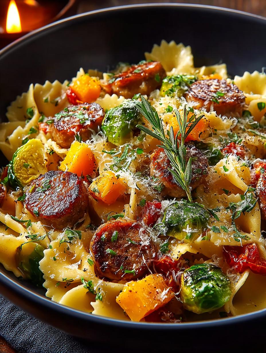 Sausage Pasta with Brussels