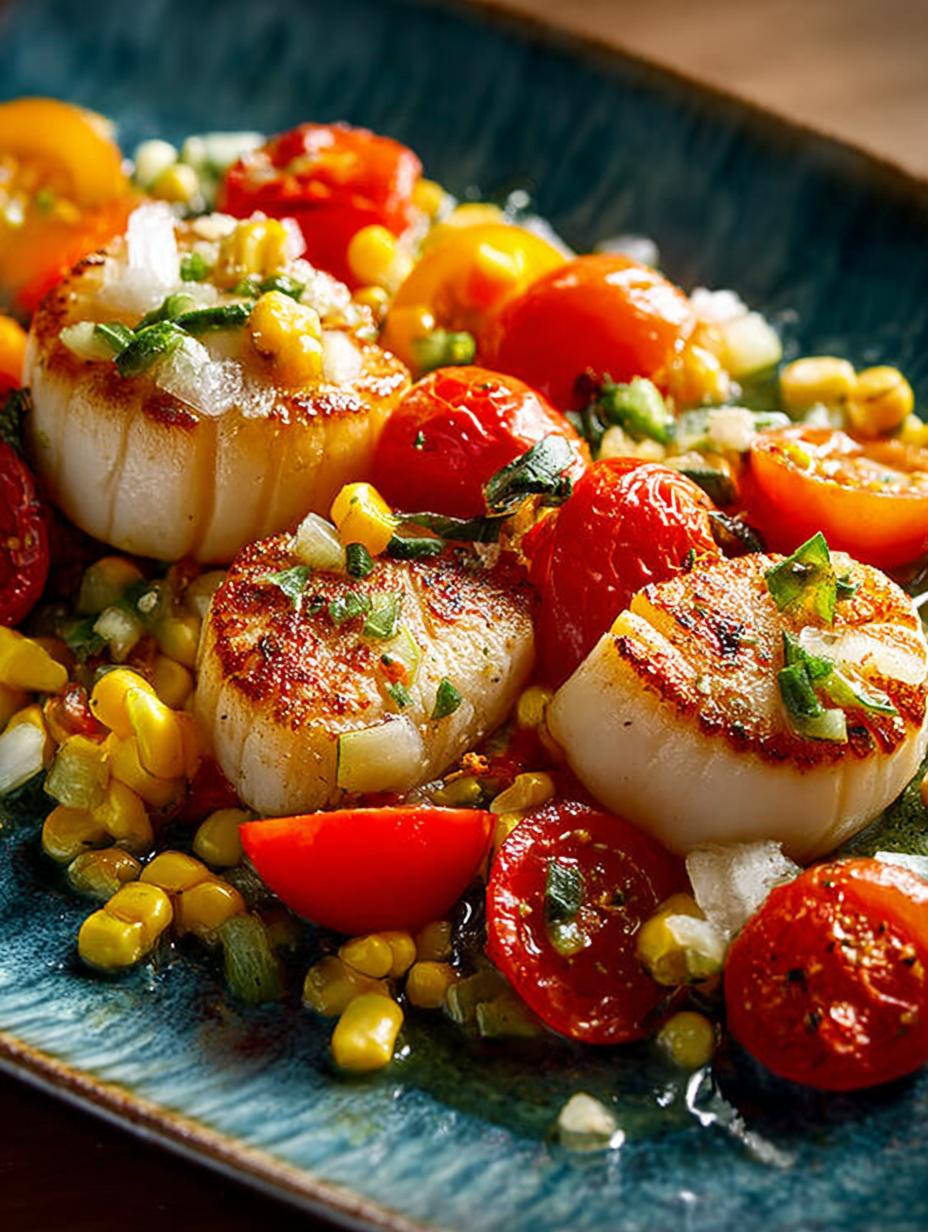 Scallops with Corn Tomatoes: 7 Amazing Flavor Combos - Scallops with Corn Tomatoes - main visual representation