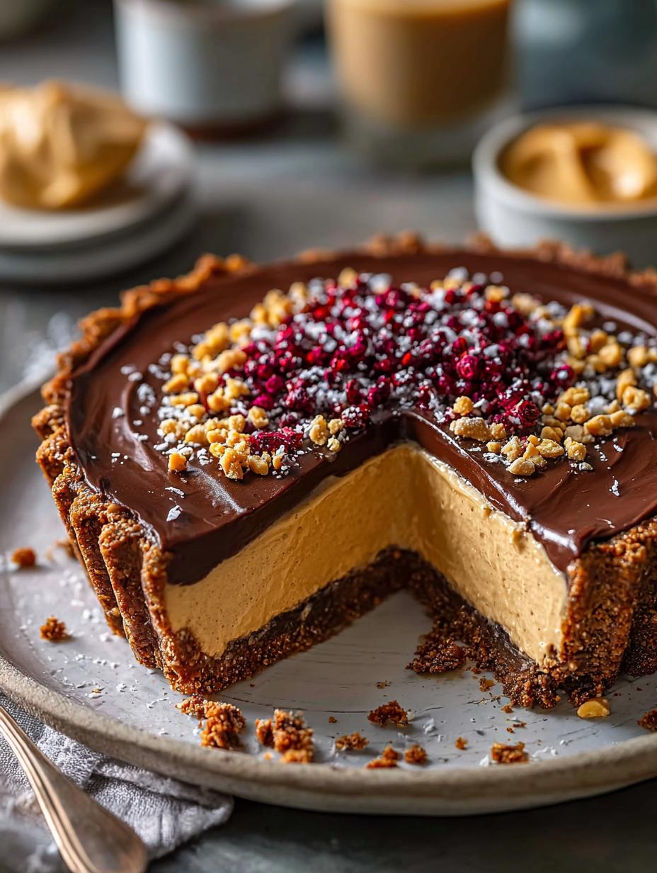 Decadent Vegan Peanut Butter Pie with Jam to Indulge - Vegan Peanut Butter Pie - main visual representation