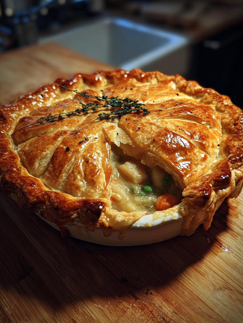 Flaky Vegetable Pot Pie: Heavenly 45 Minute Meal - Vegetable Pot Pie Flaky - close-up of creamy filling