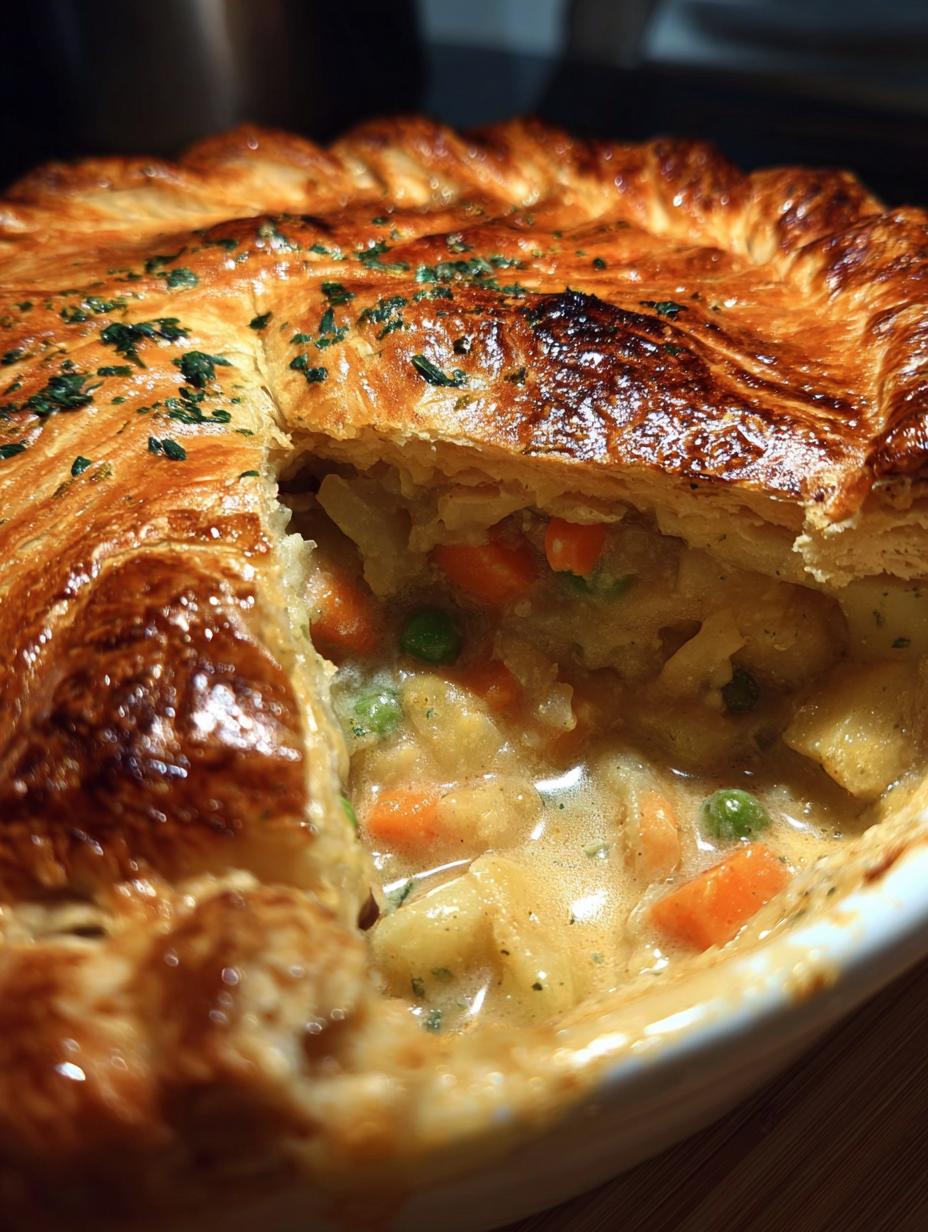 Flaky Vegetable Pot Pie: Heavenly 45 Minute Meal - Vegetable Pot Pie Flaky - assembled pie ready for baking