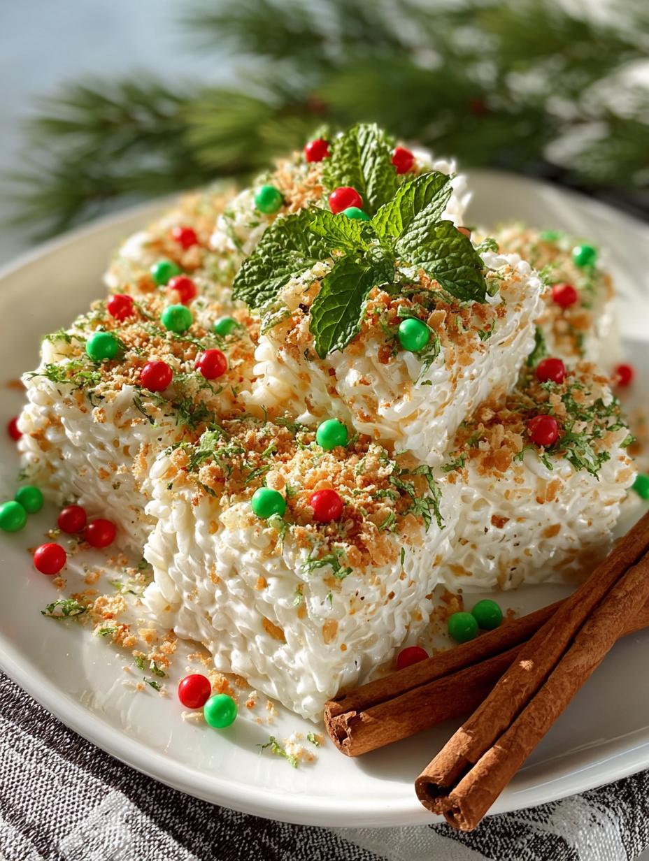 Delicious White Christmas Rice Bubble Slice with festive toppings