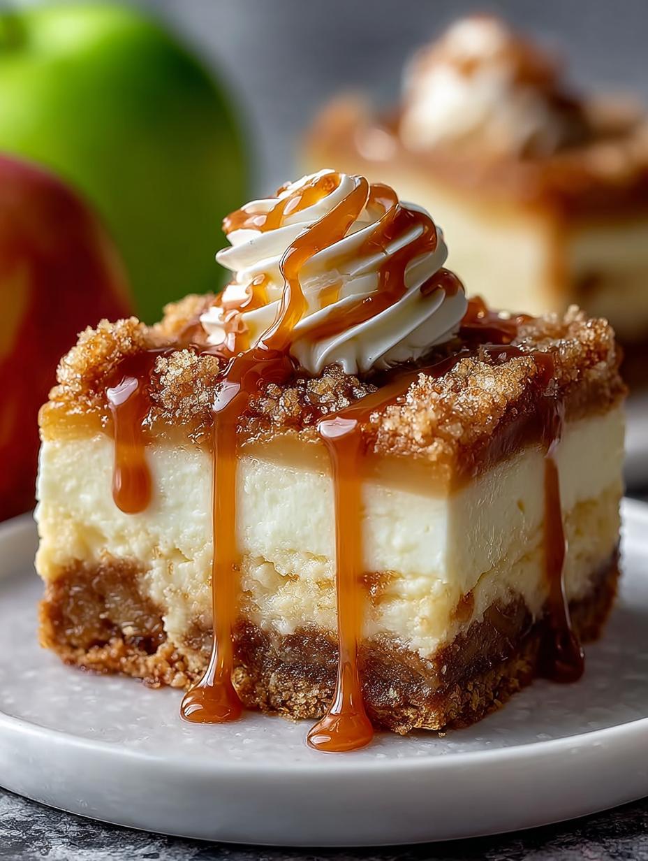 Caramel Apple Cheesecake Bars: The Ultimate Fall Delight 4 Caramel Apple Cheesecake Bars: The Ultimate Fall Delight - Caramel Apple Cheesecake Bars - main visual representation