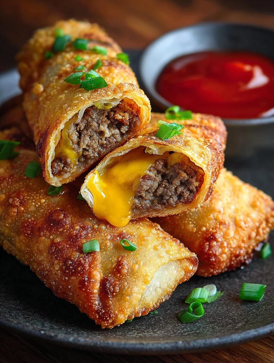 Cheeseburger Eggrolls: 12 Crispy Flavor Bombs for Game Day - Cheeseburger Eggrolls - additional detail