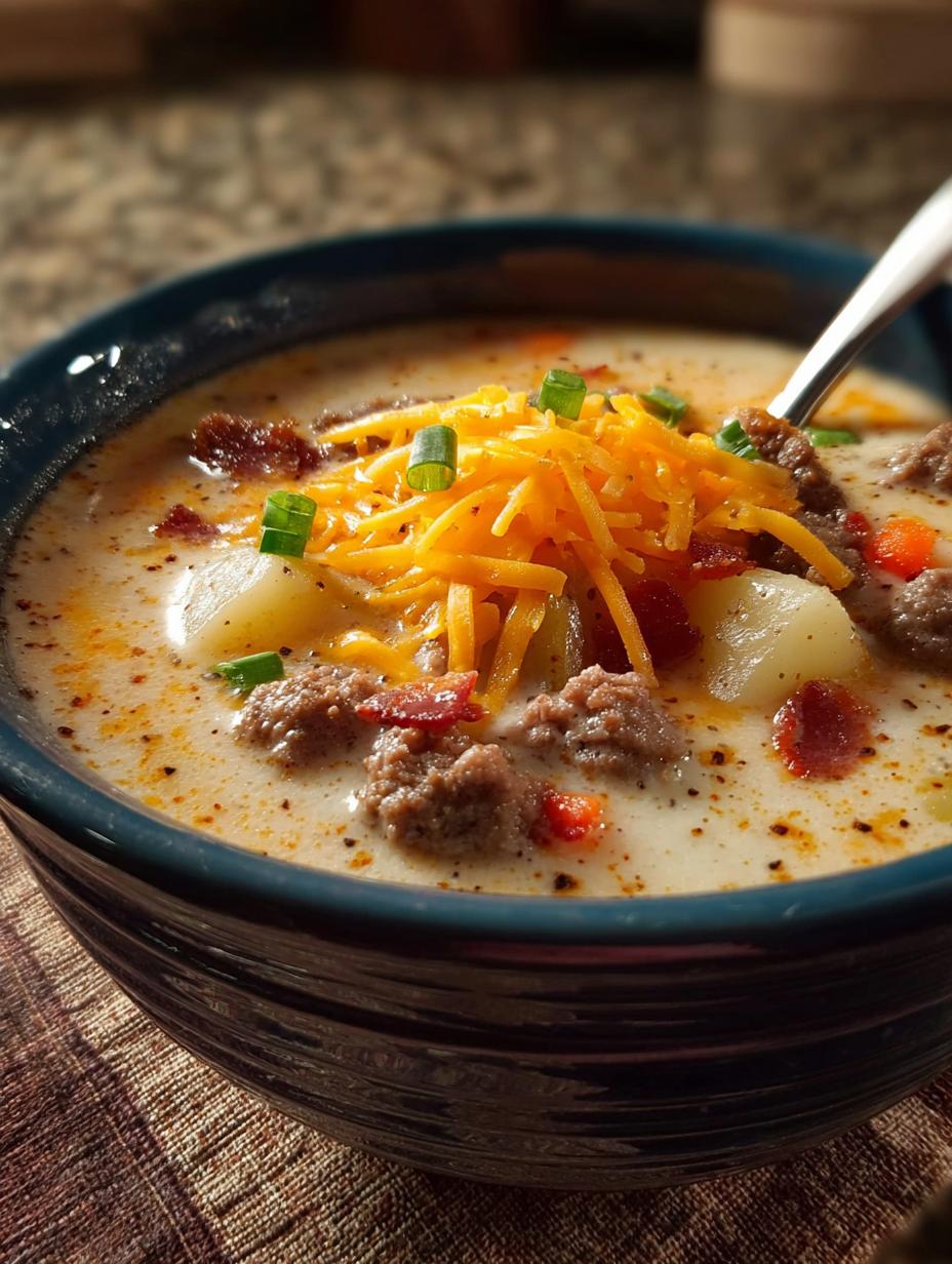 Cheesy Hamburger Potato Soup
