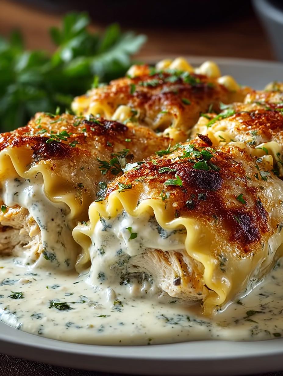 Delicious Chicken Alfredo Lasagna Rolls Recipe - Chicken Alfredo Lasagna Rolls - additional detail