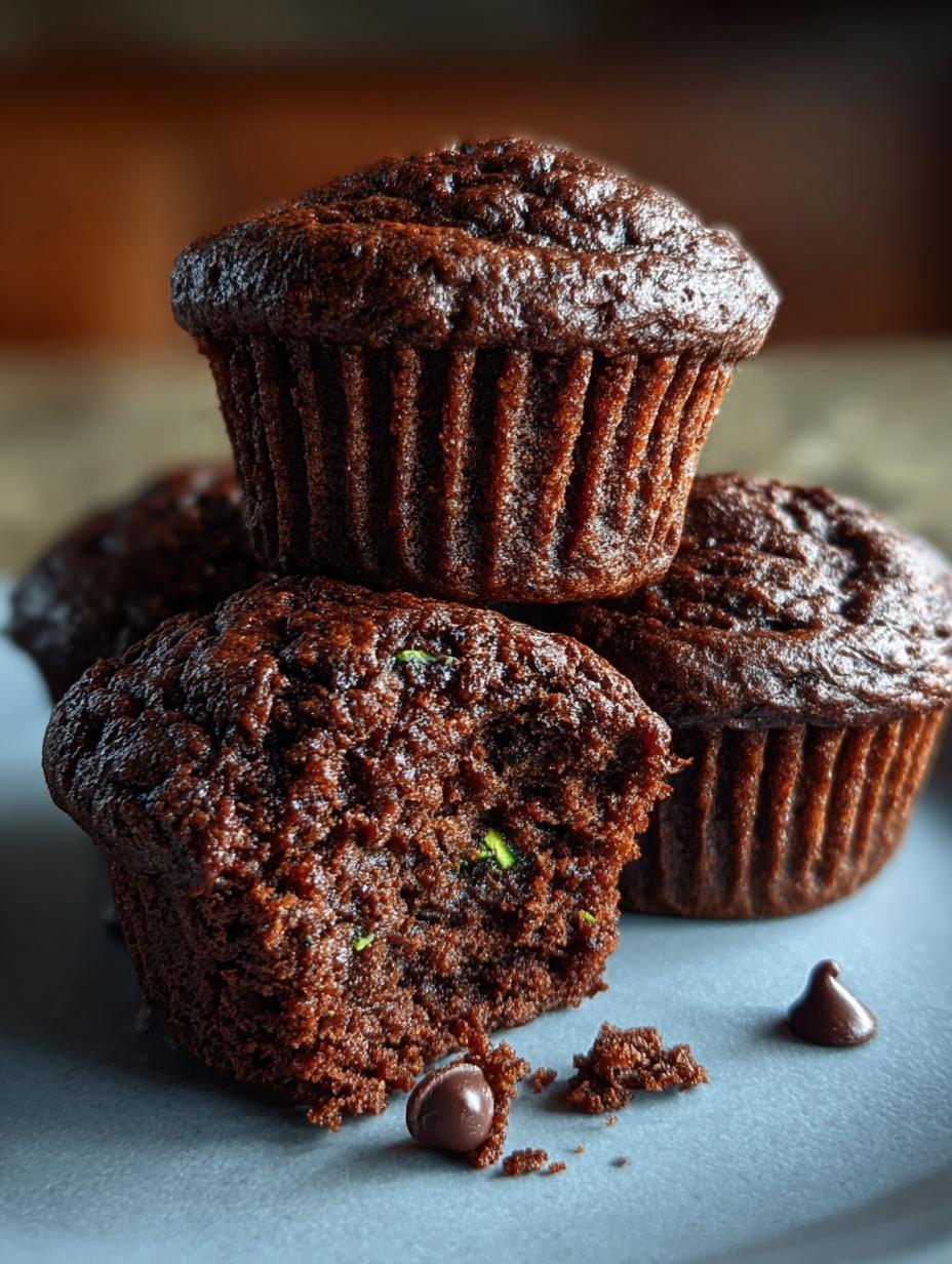 Chocolate Zucchini Muffins Baking