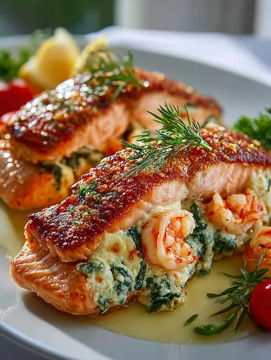 Crab Shrimp Stuffed Salmon: 5 Star Gourmet Delight - Crab Shrimp Stuffed Salmon - additional detail