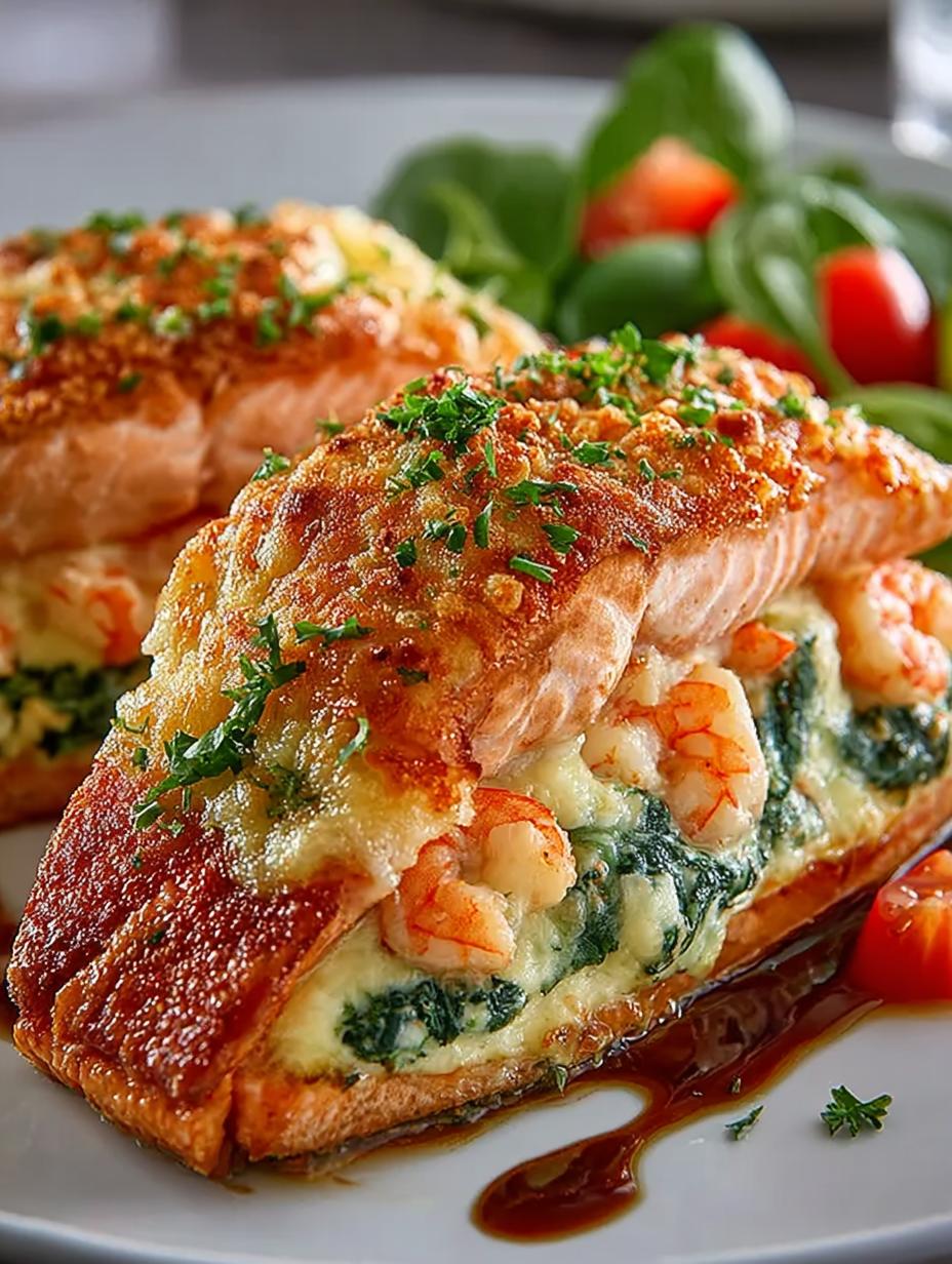 Crab Shrimp Stuffed Salmon