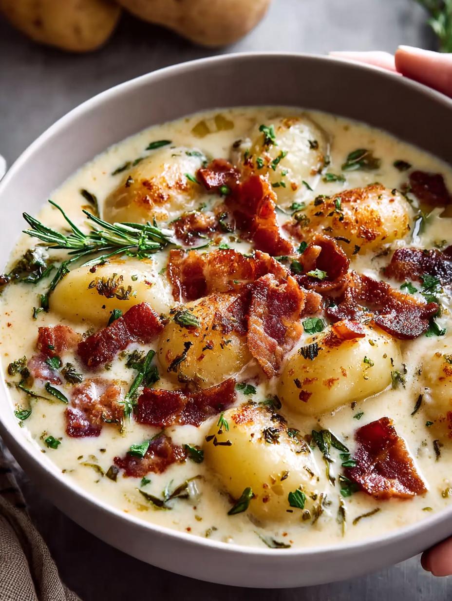 Creamy Gnocchi Soup with Rosemary Bacon for Cozy Nights - Creamy Gnocchi Soup with - main visual representation