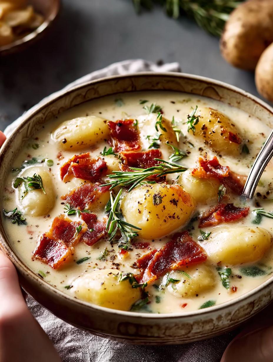 Creamy Gnocchi Soup with Rosemary Bacon for Cozy Nights - Creamy Gnocchi Soup with - additional detail