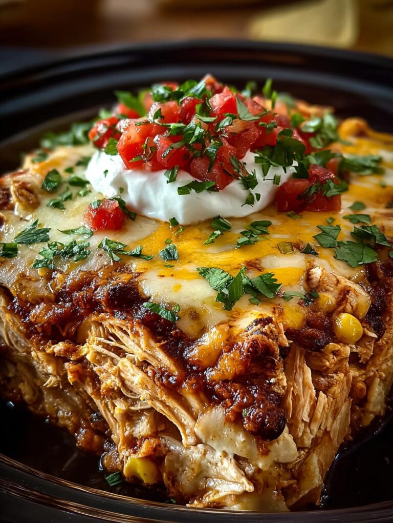 Crockpot Chicken Enchilada Casserole