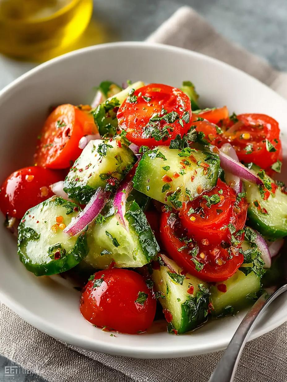 Refreshing Cucumber Tomato Salad Recipe for Summer - Cucumber Tomato Salad - additional detail