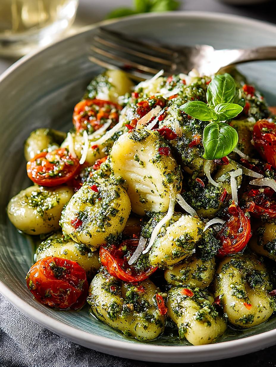 Festive Pesto Gnocchi with Cherry Tomatoes for Celebrations - Festive Pesto Gnocchi with - main visual representation
