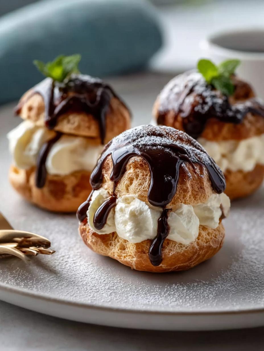 Classic French Profiteroles with Chocolate Sauce - French Profiteroles - main visual representation