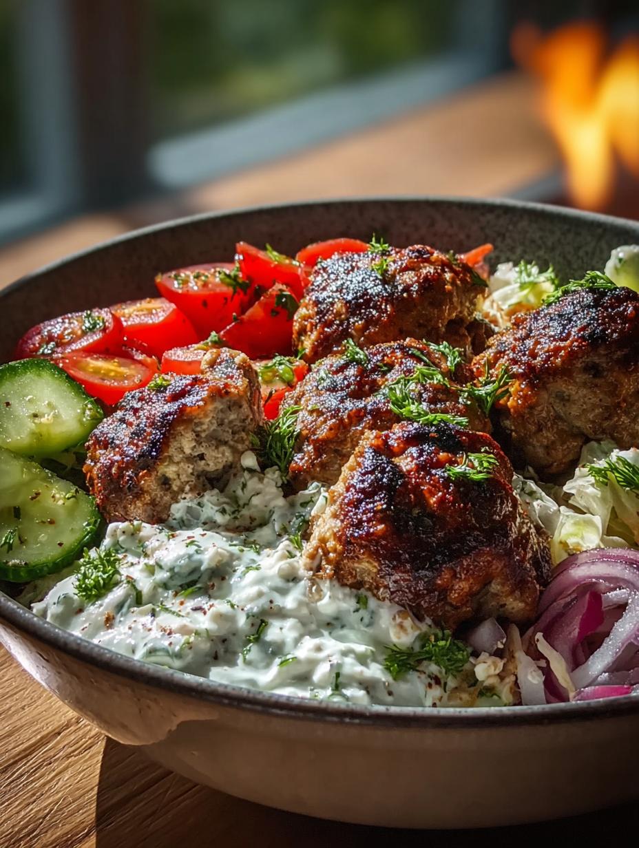 Healthy Greek Meatball Bowl