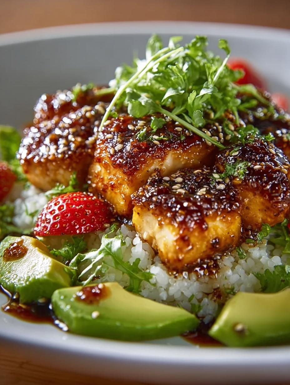 Honey Glazed Chicken with Avocado and Rice Delight - Honey Glazed Chicken with - additional detail