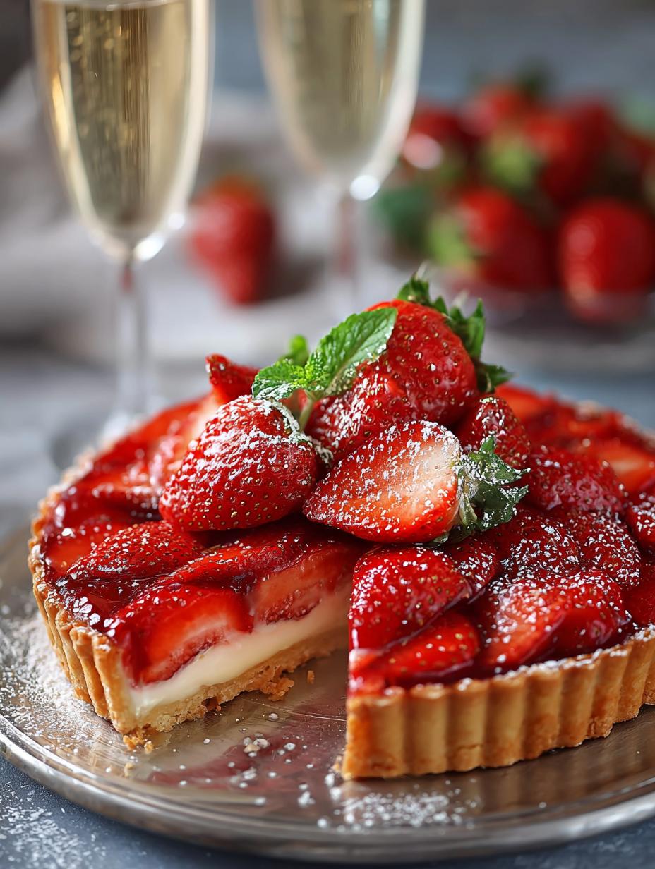 Irresistible Strawberry Champagne Tart