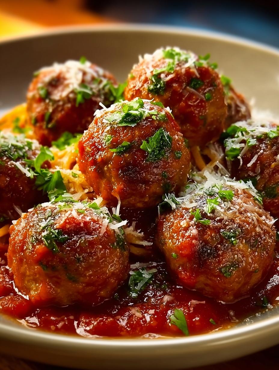 Delicious Italian Meatballs in Rich Tomato Sauce - Italian Meatballs - main visual representation