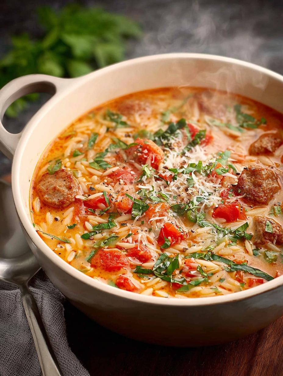 Delicious Italian Sausage Orzo Soup for Comforting Nights - Italian Sausage Orzo Soup - main visual representation