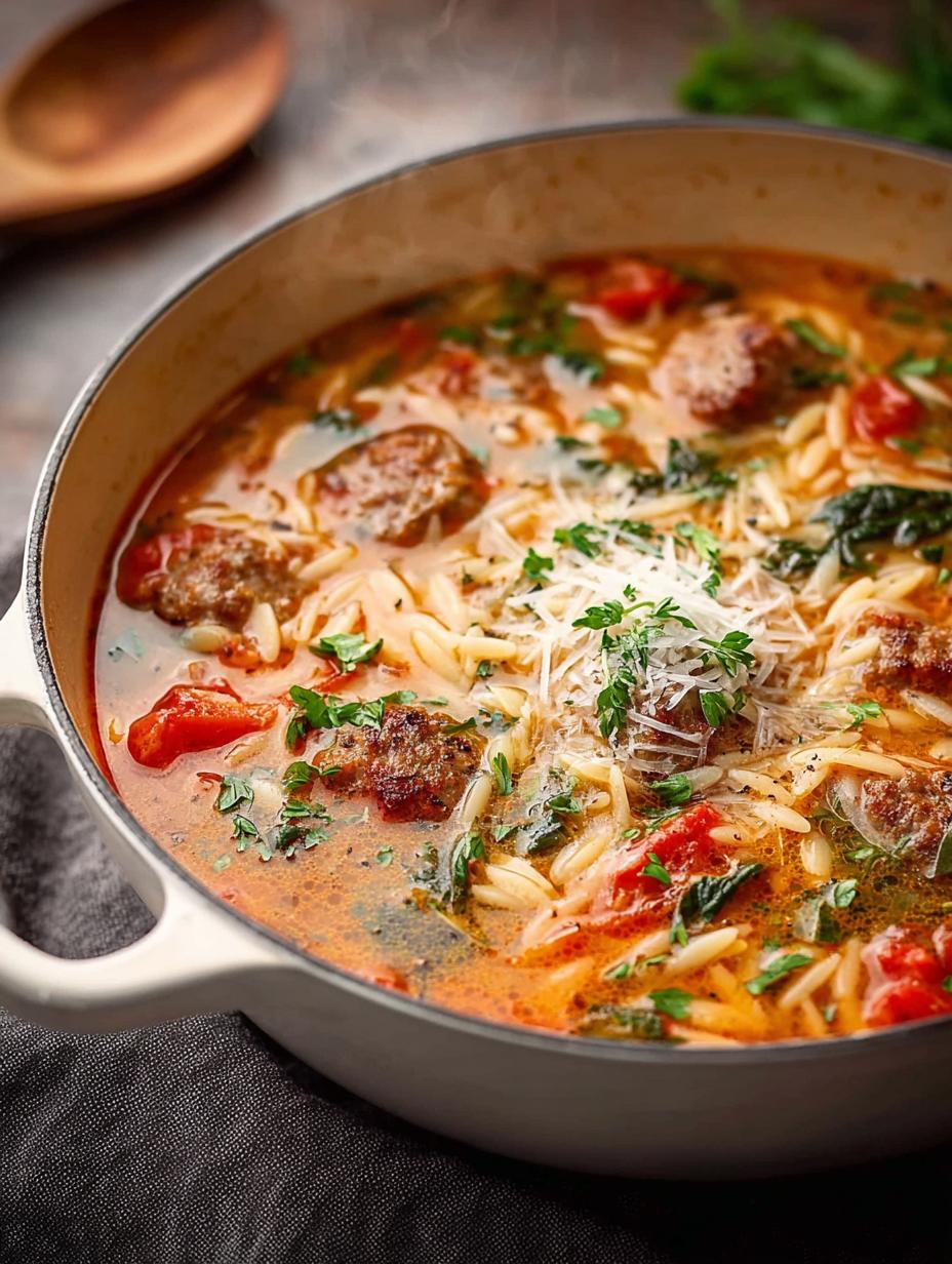 Delicious Italian Sausage Orzo Soup for Comforting Nights - Italian Sausage Orzo Soup - additional detail