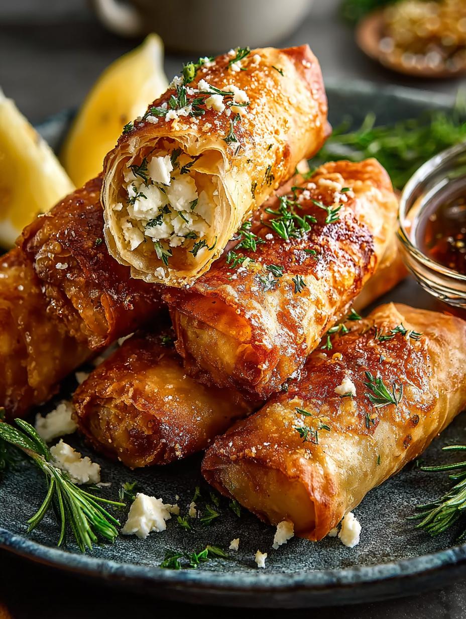 Delicious Oven Fried Feta Rolls with Chili Honey 4 Delicious Oven Fried Feta Rolls with Chili Honey - Oven Fried Feta Rolls - main visual representation