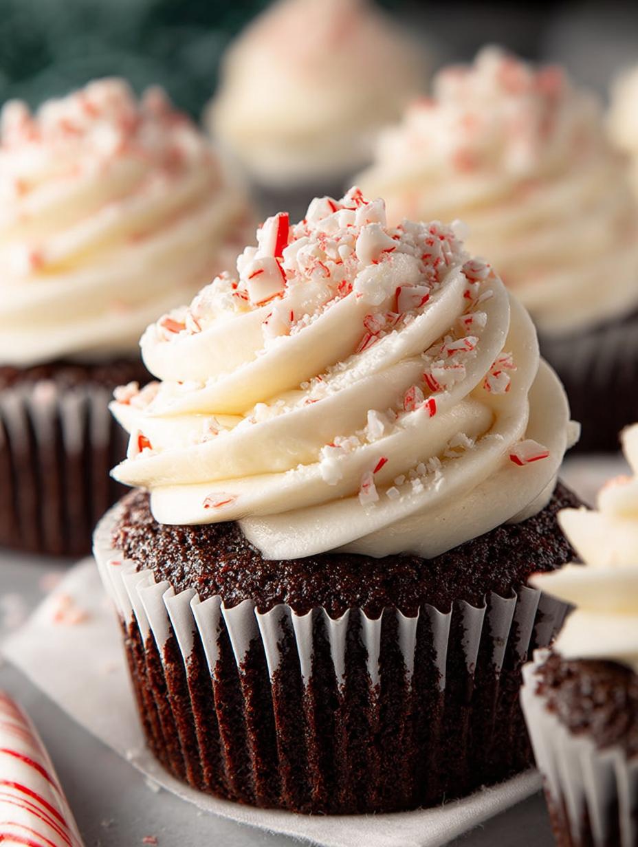 Delicious Peppermint Bark Cupcakes for the Holidays - Peppermint Bark Cupcakes - additional detail