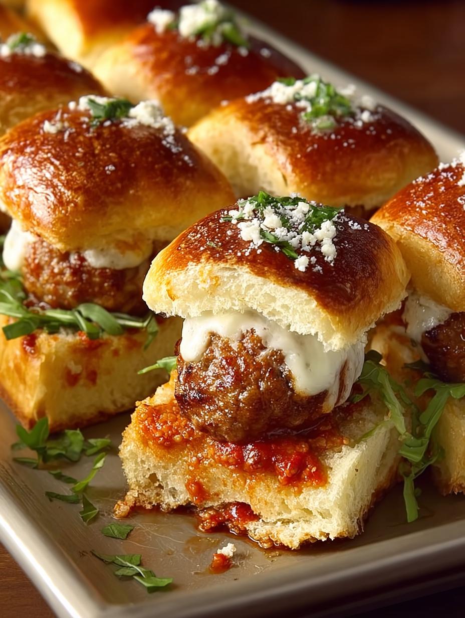Pull Apart Meatball Sliders with Garlic Parmesan Butter - Pull Apart Meatball Sliders - main visual representation
