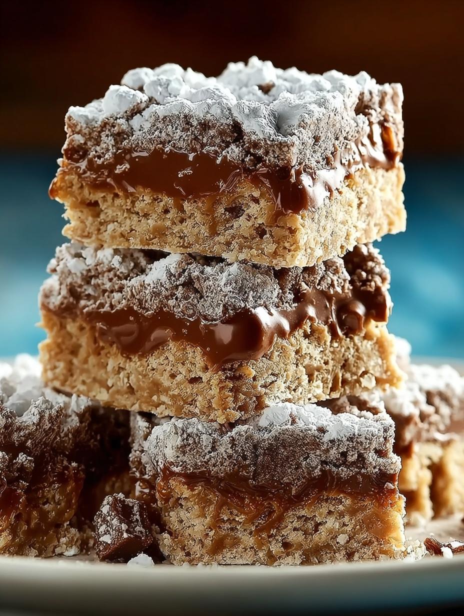 Irresistible Puppy Chow Bars ready to be served on a plate