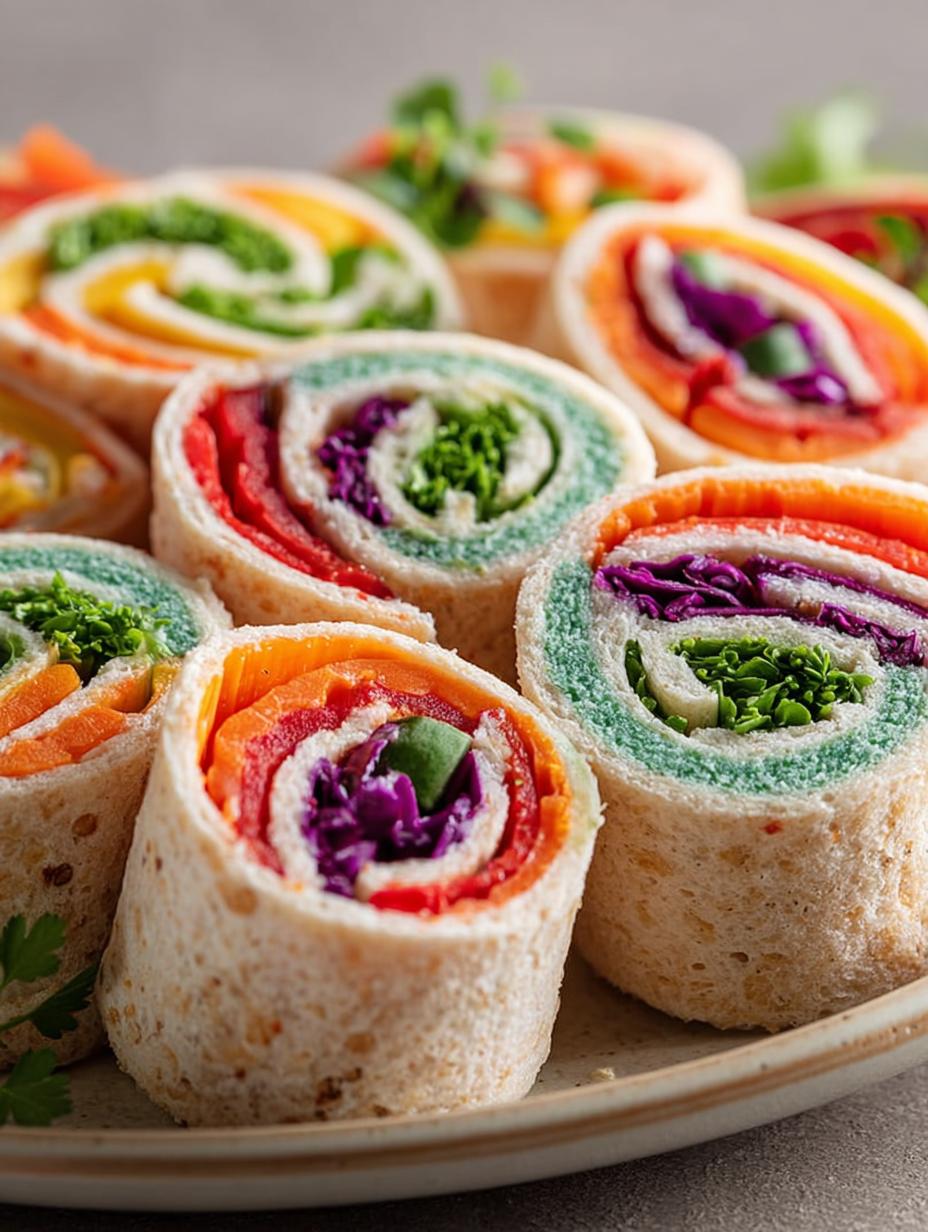 Rainbow Veggie Pinwheels: 7 Colorful Treats for Kids 5 Rainbow Veggie Pinwheels: 7 Colorful Treats for Kids - Rainbow Veggie Pinwheels - additional detail