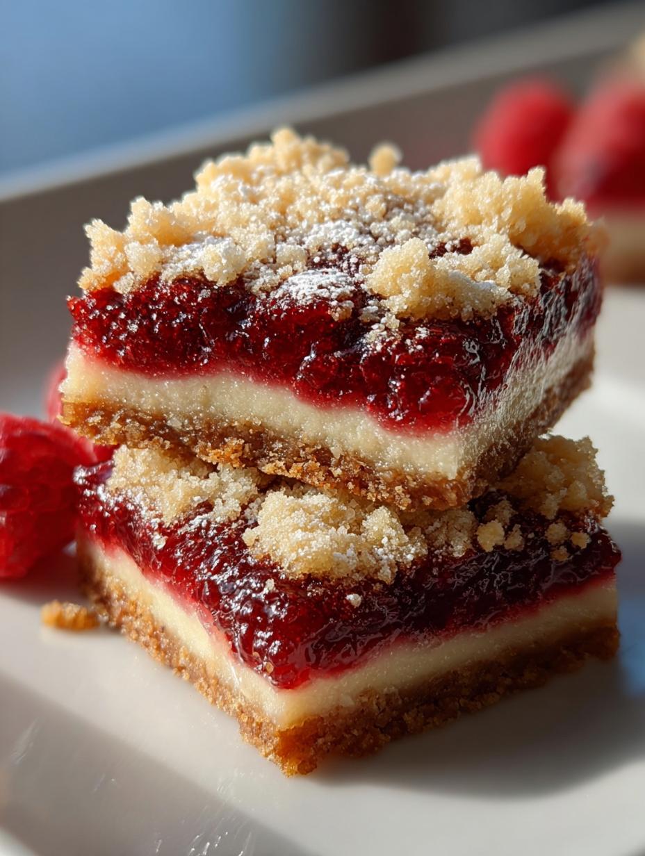Raspberry Thumbprint Bars Dessert