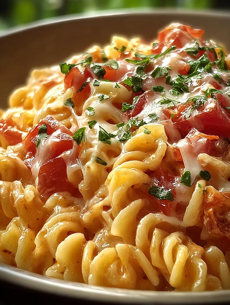 Creamy Rotel Pasta with zesty tomatoes and cheese