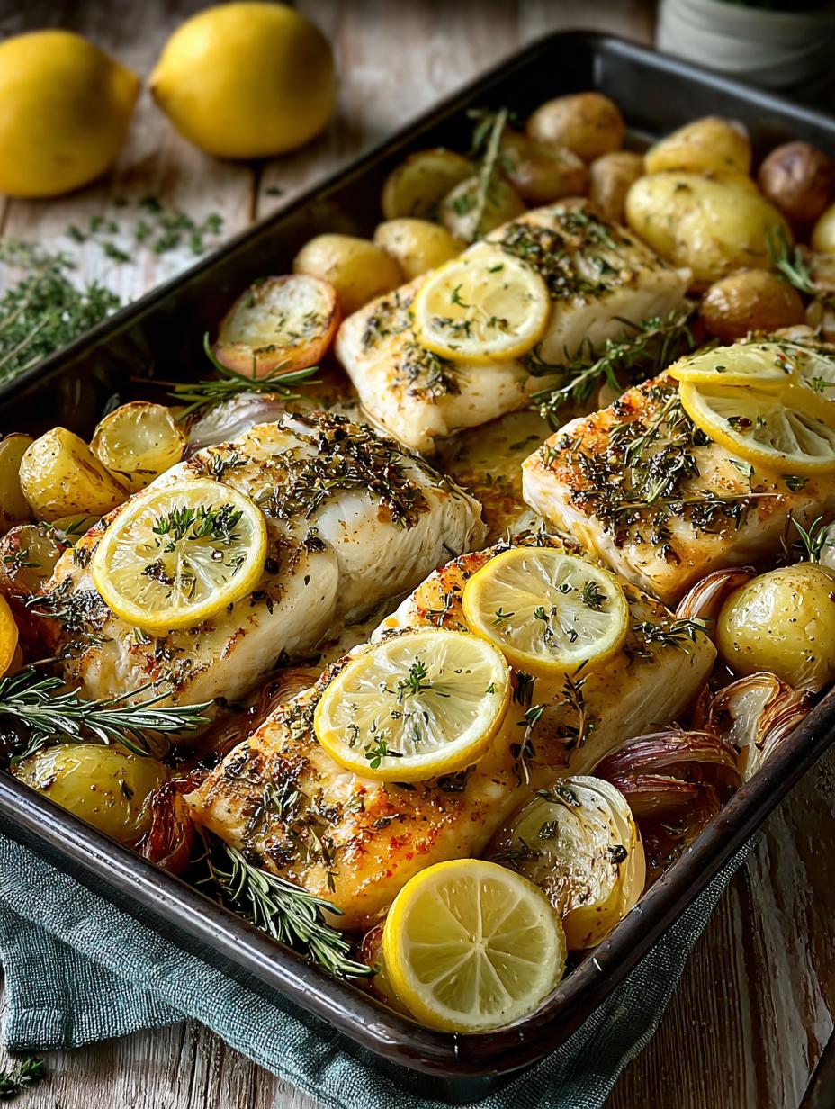 Sheet Pan Herb Lemon Cod with Buttery Potatoes - Sheet Pan Herb Lemon - main visual representation