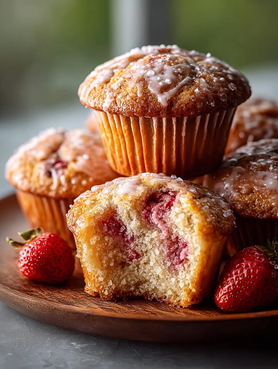 Strawberry Muffins For Sweet Mornings and Snacks 4 Irresistible Strawberry Muffins For Sweet fresh from the oven on a cooling rack