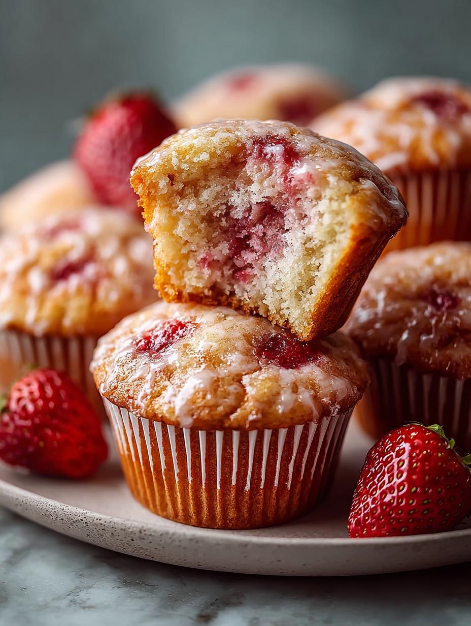 Delicious Strawberry Muffins For Sweet ready to serve on a plate