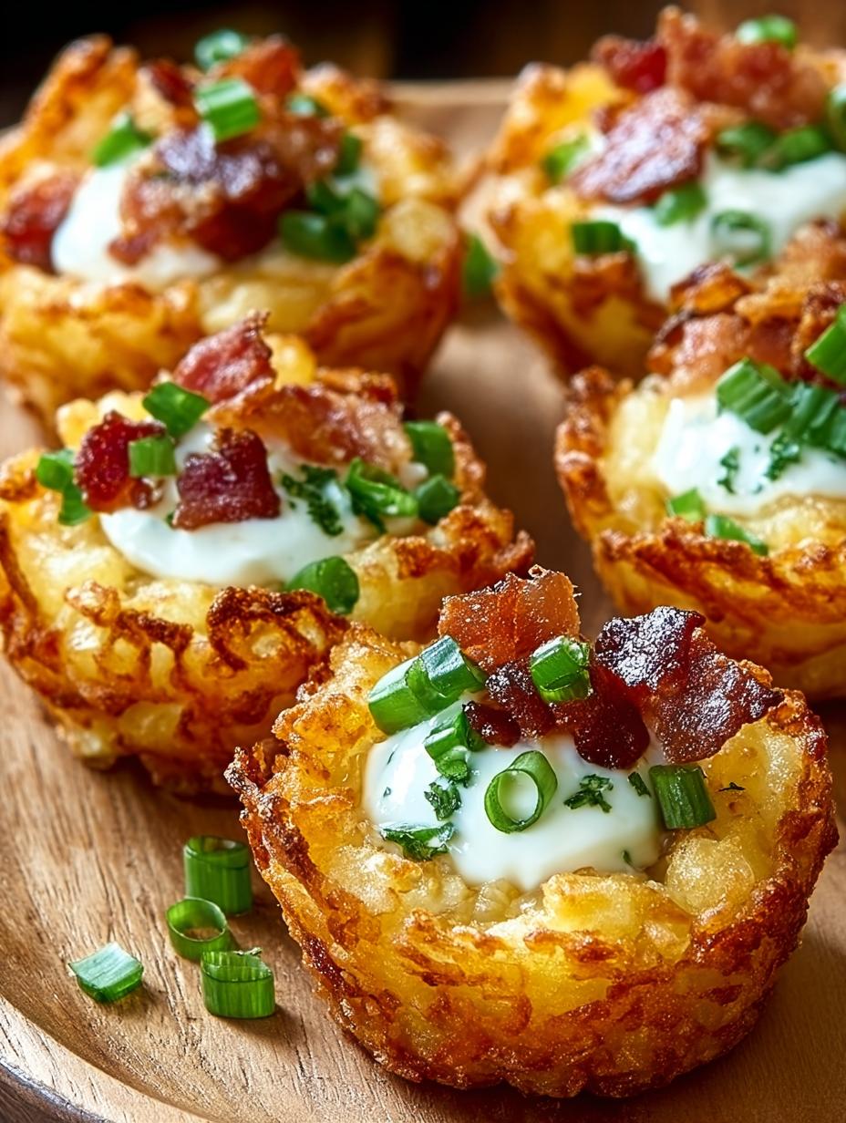 Crispy Tater Tot Appetizer Cups with melted cheese and toppings