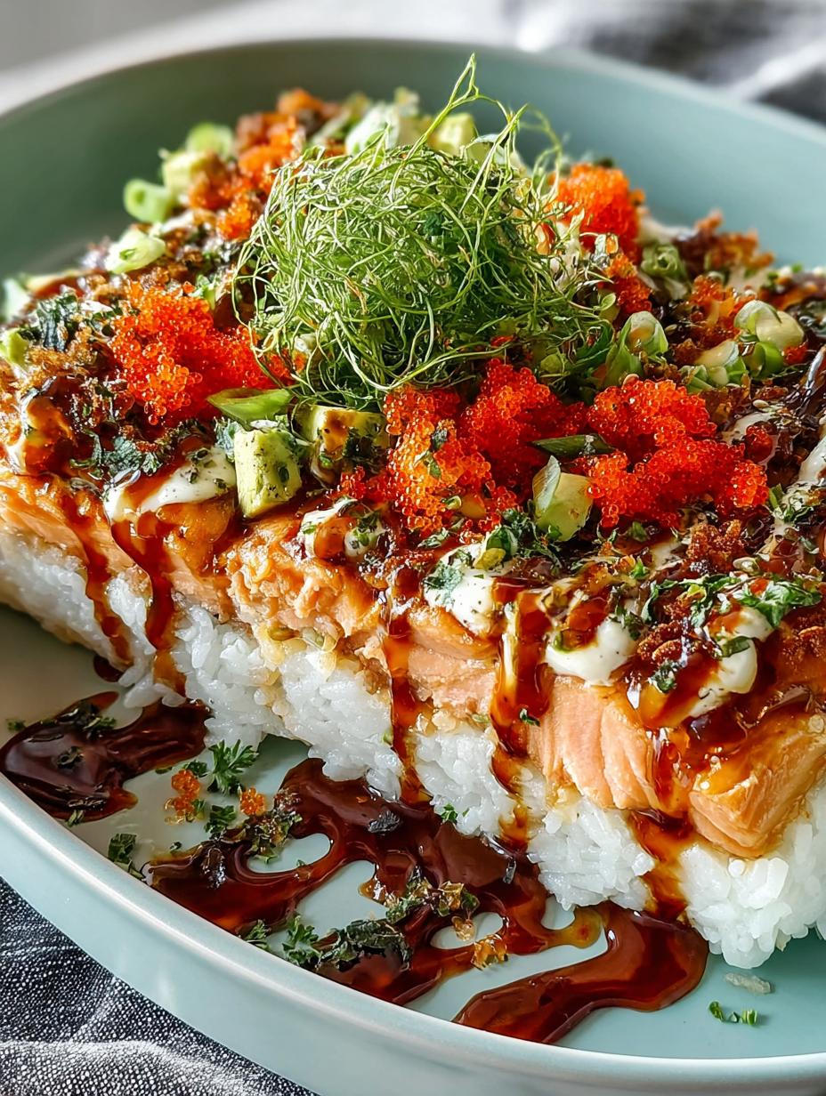 Teriyaki Salmon Sushi Bake