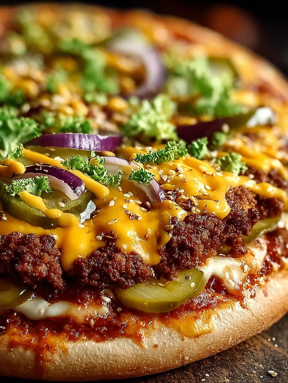 Big Mac Pizza with Crispy Sesame Seed Crust Recipe - Big Mac Pizza with - additional detail