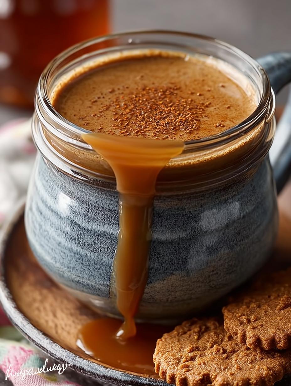 Irresistible Biscoff Cookie Butter Coffee served in a cup with a sprinkle of cinnamon