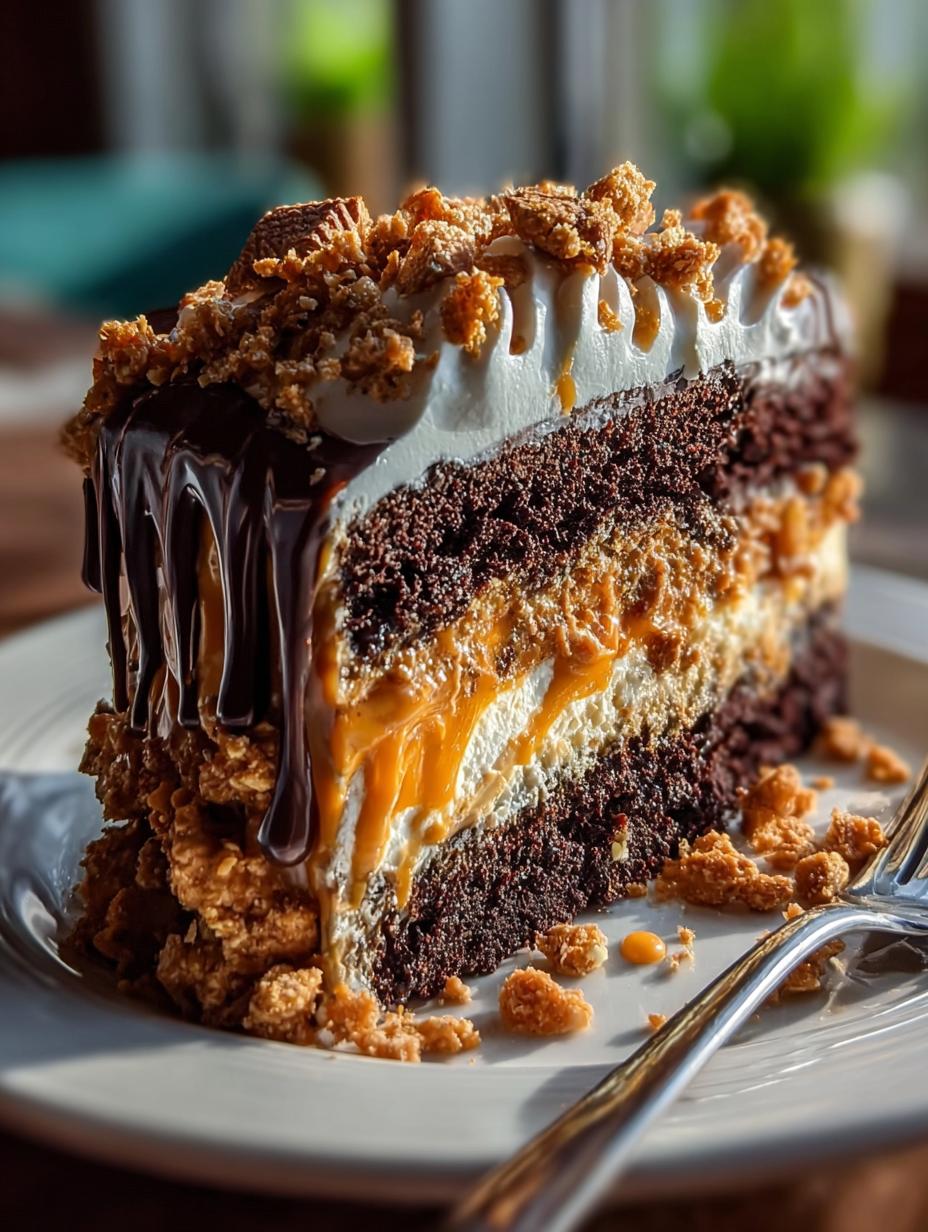 Indulge in This Decadent Butterfinger Bomb Cake Recipe - Butterfinger Bomb Cake - additional detail