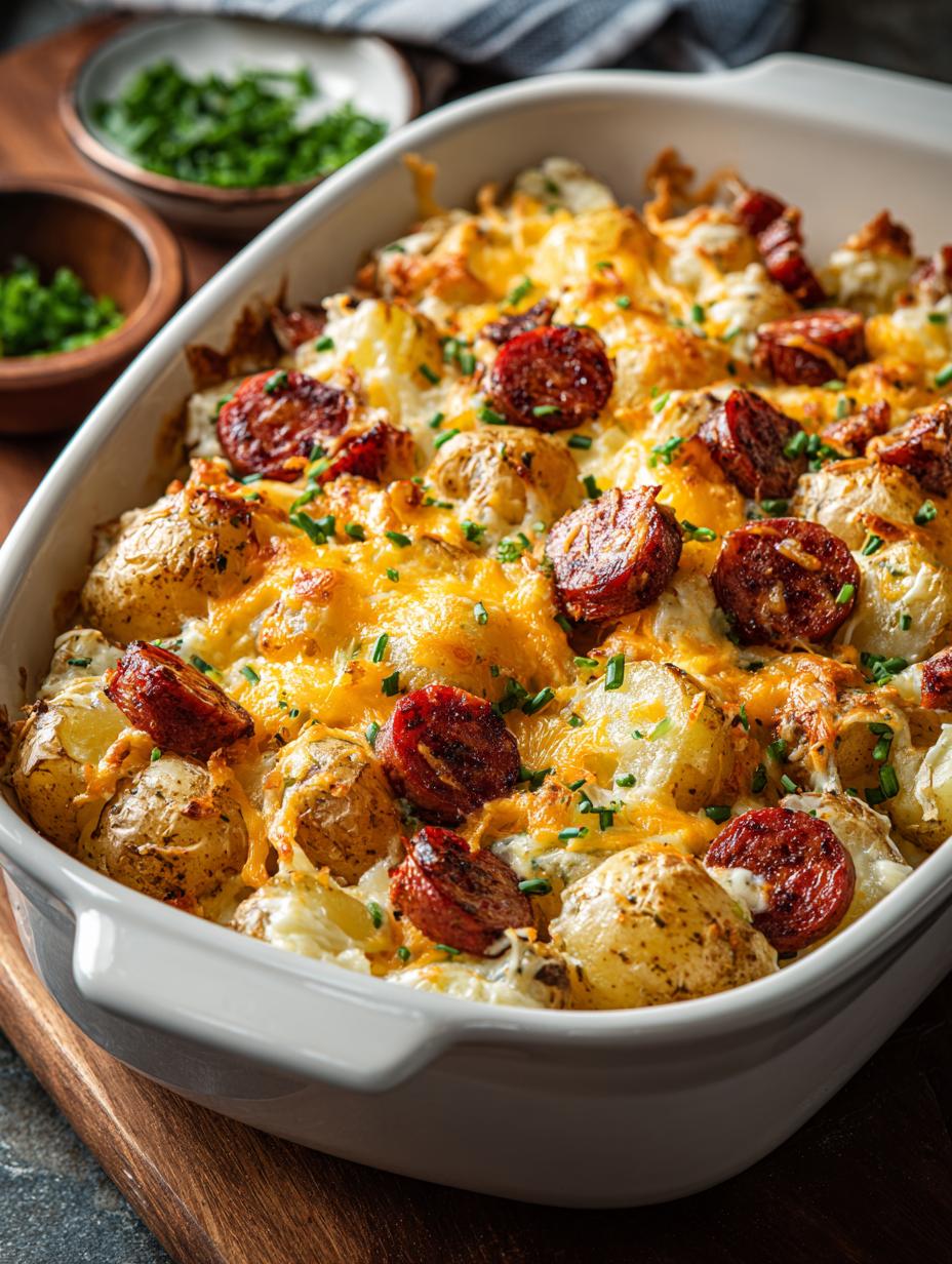 Delicious Cheesy Ranch Potatoes with Smoked Sausage - Cheesy Ranch Potatoes with - main visual representation