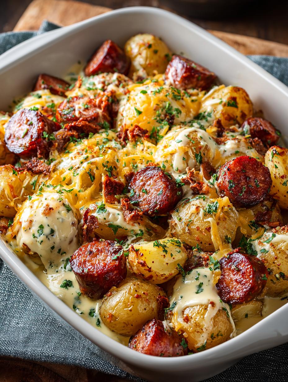 Delicious Cheesy Ranch Potatoes with Smoked Sausage - Cheesy Ranch Potatoes with - additional detail