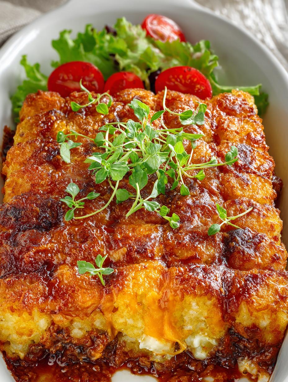 Delicious Cheesy Tater Tot Meatloaf Casserole Recipe - Cheesy Tater Tot Meatloaf - additional detail