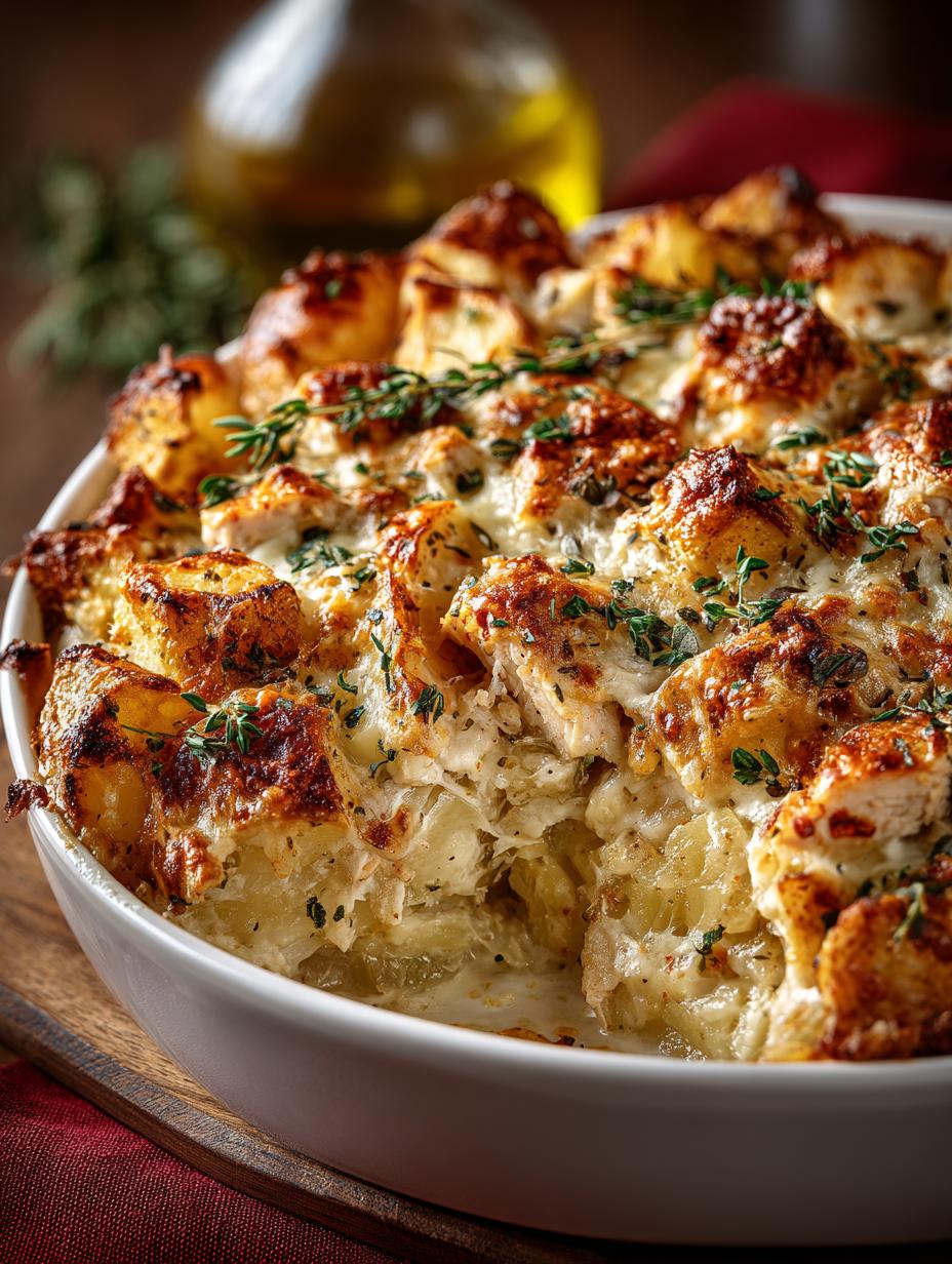 Chicken Alfredo Potato Bake