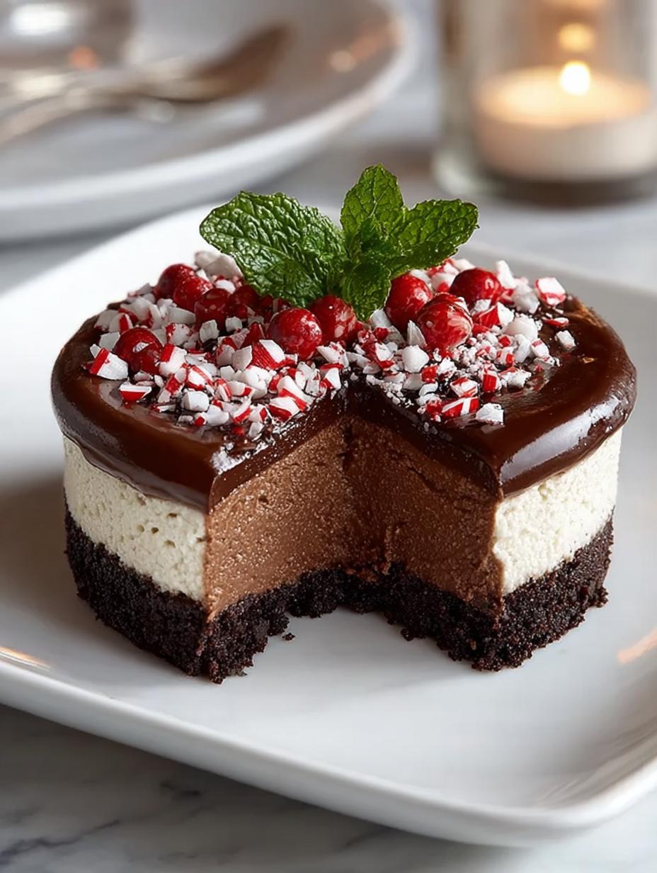 Decadent Chocolate Peppermint Cheesecake Recipe - Chocolate Peppermint Cheesecake - additional detail