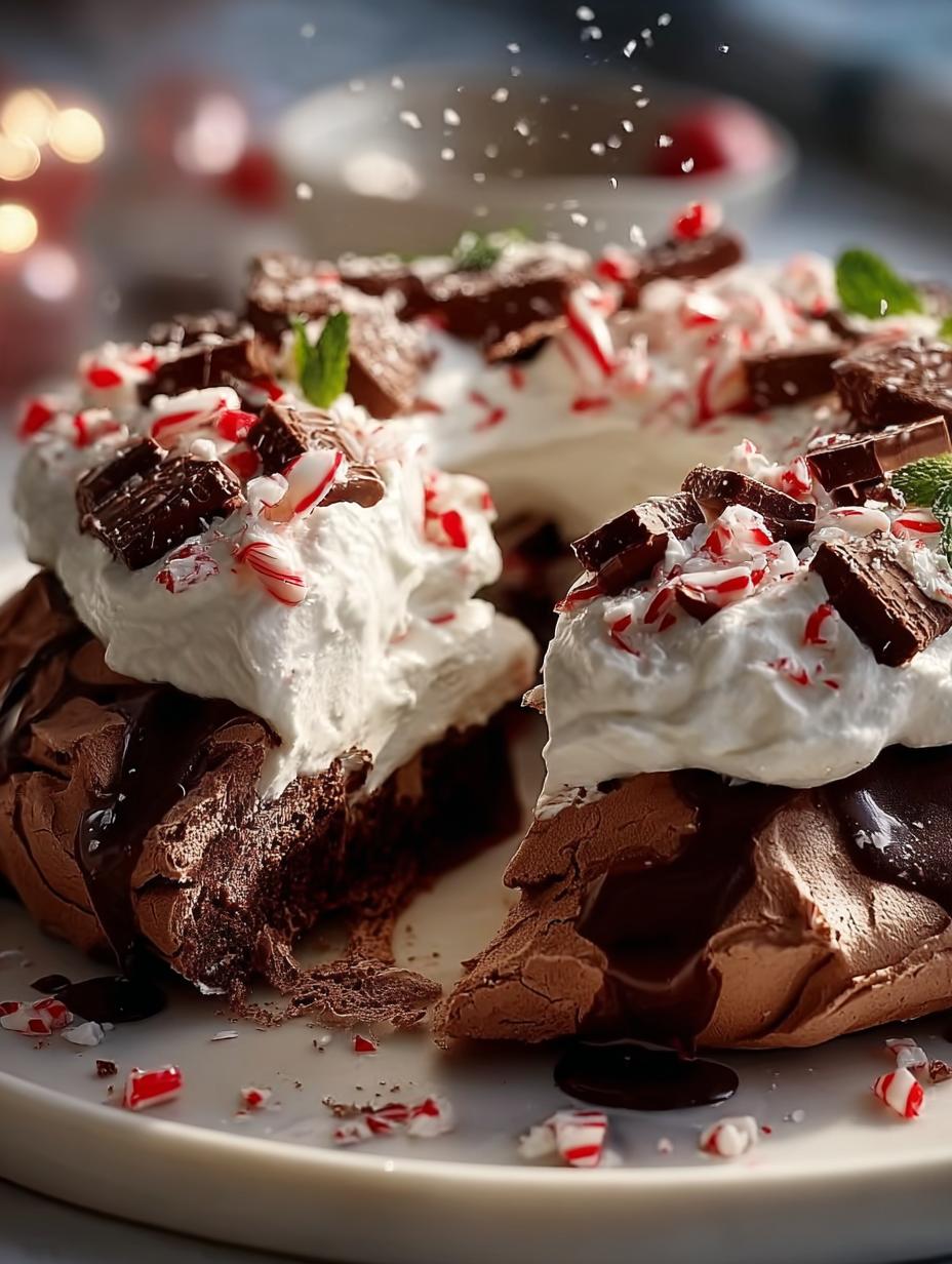 Chocolate Peppermint Christmas Pavlova: 8 Festive Layers - Chocolate Peppermint Christmas Pavlova - main visual representation